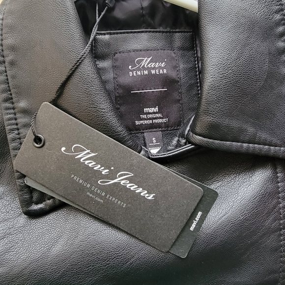 Mavi Black Faux Leather Jacket, S - Picture 3 of 10
